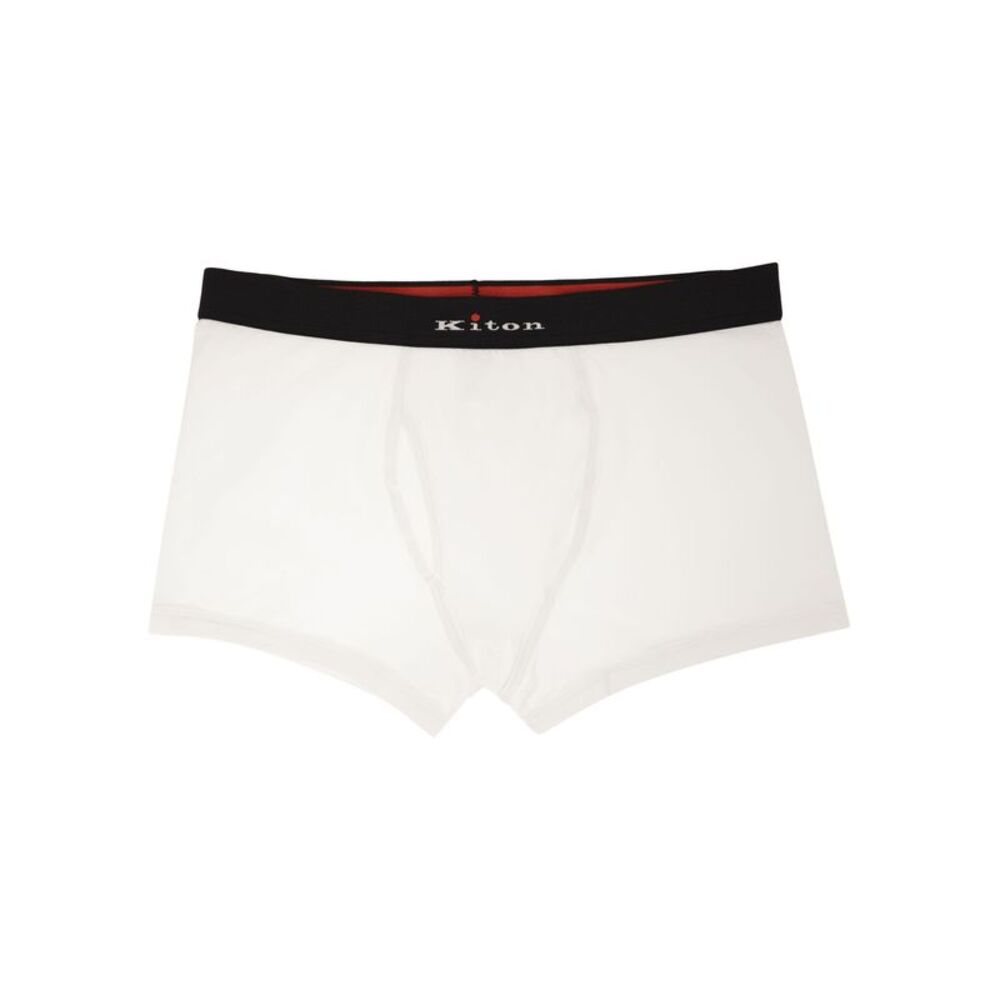 Kiton Men Stretch Cotton Boxer Briefs With Logo